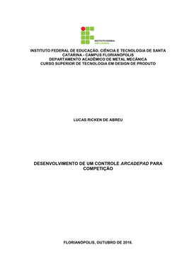 Desenvolvimento De Um Controle Arcadepad Para Competição