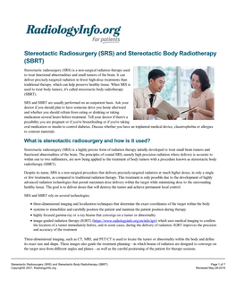 Stereotactic Radiosurgery