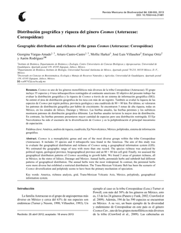 Distribución Geográfica Y Riqueza Del Género Cosmos (Asteraceae: Coreopsideae)