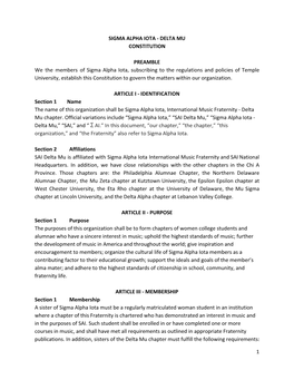 Sigma Alpha Iota - Delta Mu Constitution