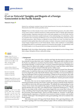 Insights and Regrets of a Foreign Geoscientist in the Pacific Islands
