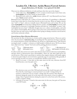 Loudon Ch. 3 Review: Acids/Bases/Curved Arrows Jacquie Richardson, CU Boulder – Last Updated 9/16/2020