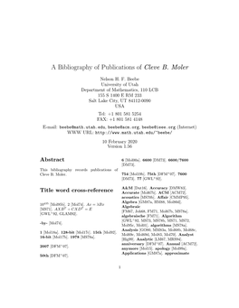 A Bibliography of Publications of Cleve B. Moler