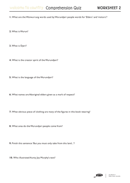 Comprehension Quiz WORKSHEET 2