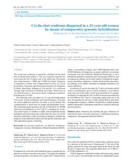 Cri-Du-Chat Syndrome Diagnosed in a 21-Year-Old Woman by Means of Comparative Genomic Hybridization