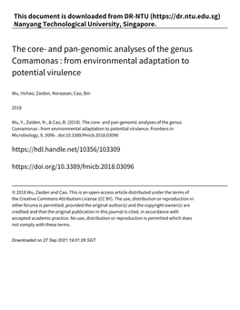 And Pan‑Genomic Analyses of the Genus Comamonas : from Environmental Adaptation to Potential Virulence