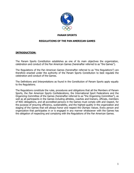 Pan American Games Regulations 2018