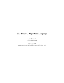 The Pluscal Algorithm Language