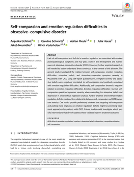 Self‐Compassion and Emotion Regulation Difficulties in Obsessive