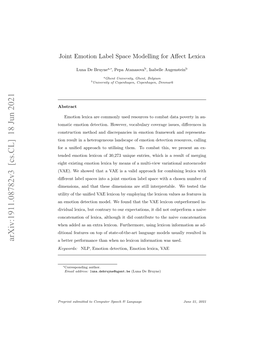 Joint Emotion Label Space Modelling for Affect Lexica