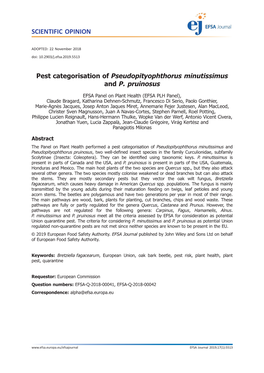Pest Categorisation of Pseudopityophthorus&#X00a0