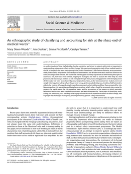 An Ethnographic Study of Classifying and Accounting for Risk at the Sharp End of Medical Wardsq