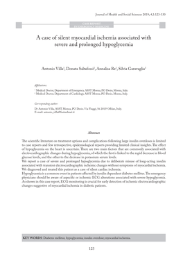 A Case of Silent Myocardial Ischemia Associated with Severe and Prolonged Hypoglycemia