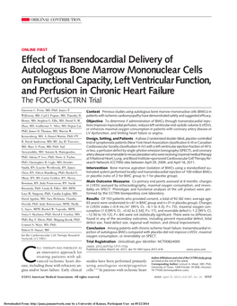 Effect of Transendocardial Delivery of Autologous Bone Marrow