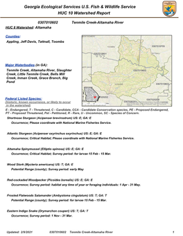 0307010602 Tenmile Creek-Altamaha River HUC 8 Watershed: Altamaha