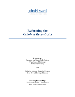 Reforming the Criminal Records Act