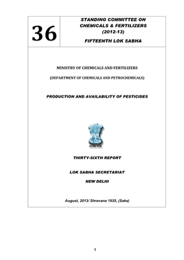 Standing Committee on Chemicals & Fertilizers (2012-13) Fifteenth Lok