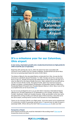 It's a Milestone Year for Our Columbus, Ohio Airport