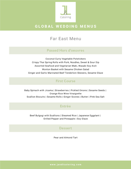 Global Wedding Menus