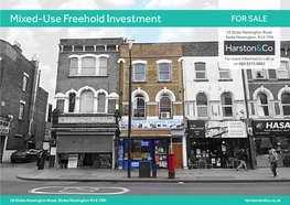 Mixed-Use Freehold Investment for SALE 18 Stoke Newington Road, Stoke Newington, N16 7XN