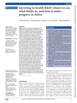 Investing in Health R&D: Where We Are, What Limits Us, and How to Make