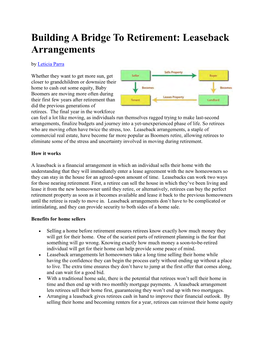 Building a Bridge to Retirement: Leaseback Arrangements by Leticia Parra