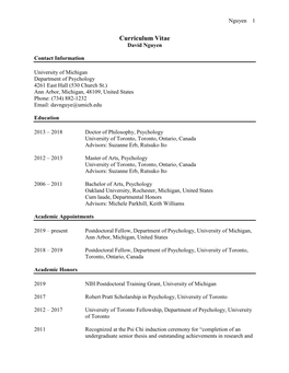 Curriculum Vitae David Nguyen