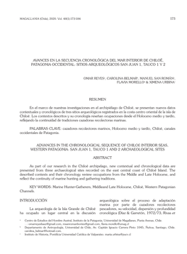 Avances En La Secuencia Cronológica Del Mar Interior De Chiloé, Patagonia Occidental: Sitios Arqueológicos San Juan 1, Tauco 1 Y 2
