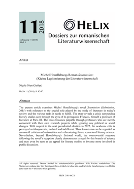 Artikel Michel Houellebecqs Roman Soumission