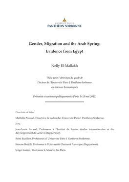 Gender, Migration and the Arab Spring: Evidence from Egypt