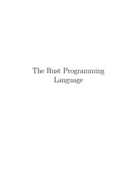 The Rust Programming Language