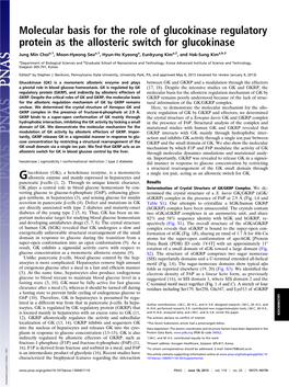 Glucokinase Regulatory Protein As the Allosteric Switch for Glucokinase