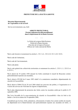 Arrêté Préfectoral Du 25 Septembre 2006 Relatif Au Débroussaillement