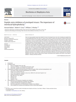Peptide Entry Inhibitors of Enveloped Viruses: the Importance of Interfacial Hydrophobicity☆