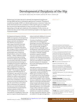 Developmental Dysplasia of the Hip (DDH) and Direct Subsequent Appropriate Treatment