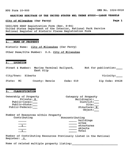 Car Ferry) Page 1 USDI/NPS NRHP Registration Form (Rev