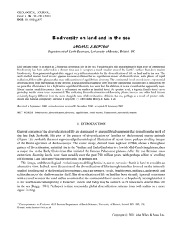 Biodiversity on Land and in the Sea