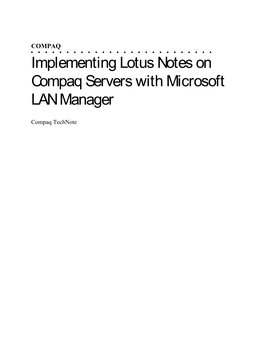 Implementing Lotus Notes on Compaq Servers with Microsoft LAN Manager