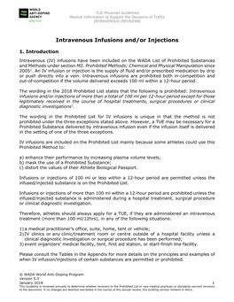 Intravenous Infusions And/Or Injections