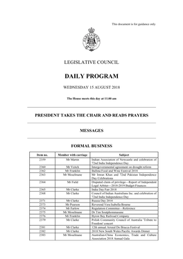 Daily Program