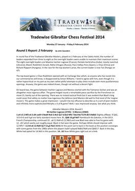 Tradewise Gibraltar Chess Festival 2014