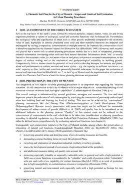 Scopes and Limits of Soil Evaluation in Urban Planning Procedures Markus TUSCH, Clemens GEITNER and Jörn DITTFURTH Mag