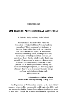 201 Years of Mathematics at West Point