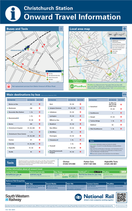 Christchurch Station I Onward Travel Information Buses and Taxis Local Area Map