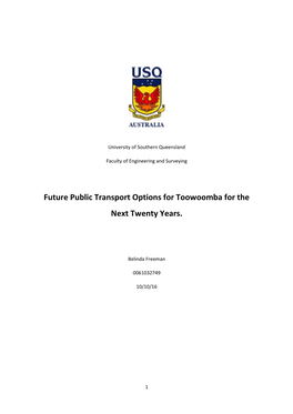 Future Public Transport Options for Toowoomba for the Next Twenty Years