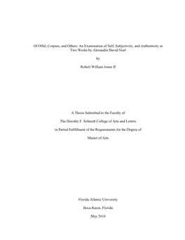 Of Offal, Corpses, and Others: an Examination of Self, Subjectivity, and Authenticity in Two Works by Alexandra David-Neel