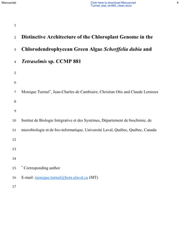 Distinctive Architecture of the Chloroplast Genome in The