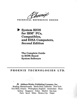 System BIOS for IBM® Pcs, Compatibles, and EISA Computers, Second Edition