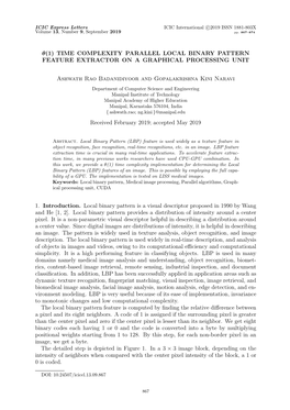 Time Complexity Parallel Local Binary Pattern Feature Extractor on a Graphical Processing Unit