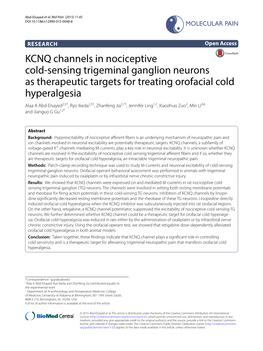 KCNQ Channels in Nociceptive Cold-Sensing Trigeminal Ganglion